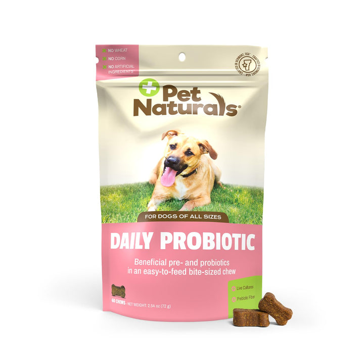 Daily Probiotic for Dogs, 120M CFUs - Pre and Probiotics for Dogs Digestive Health, Gut Health, Immune Support, Diarrhea, Allergies and Itching - 60 Chews, Duck Flavor