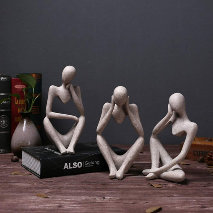 Asng Sandstone Resin Thinker Style Abstract Sculpture S