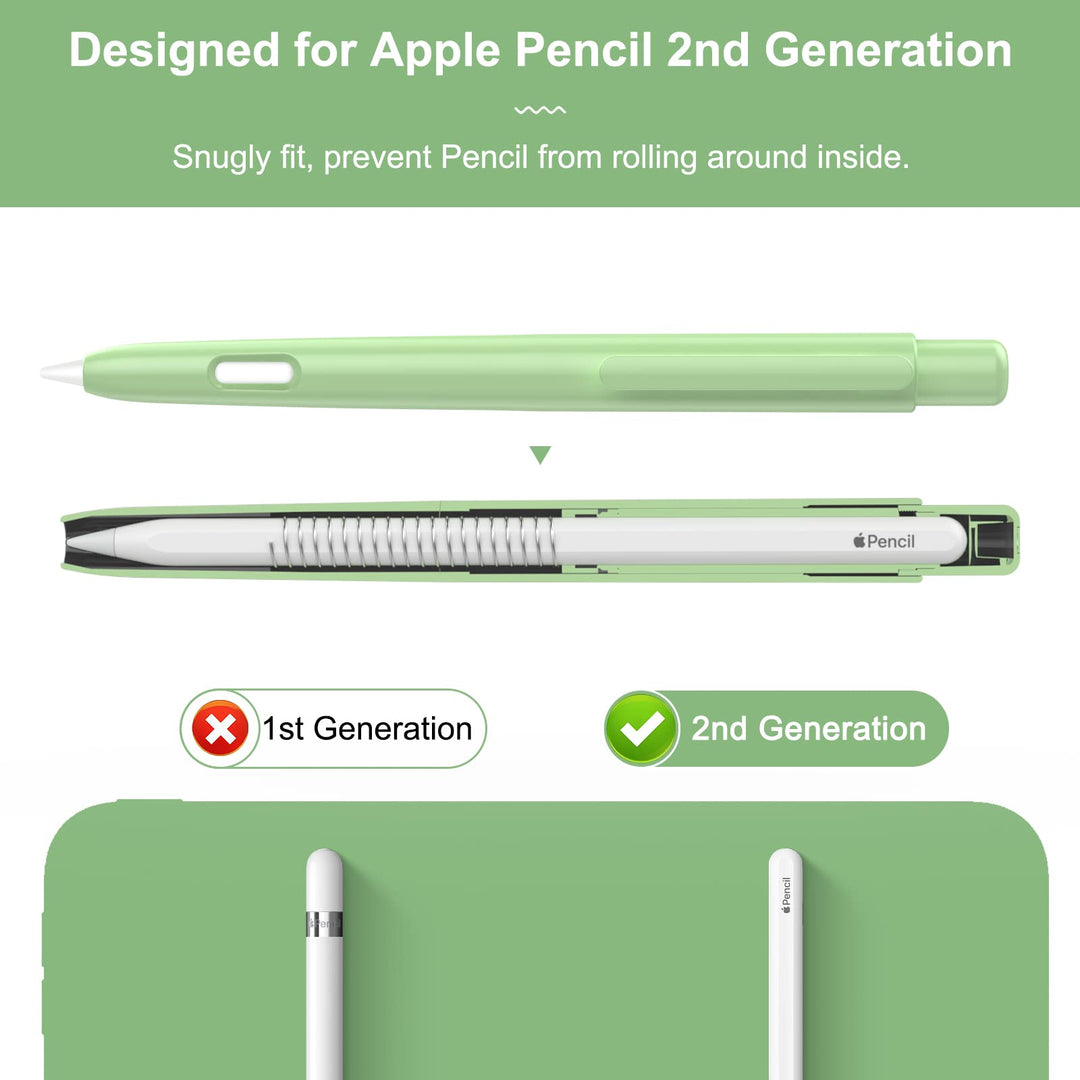 Holder Case Compatible with Apple Pencil 2nd Generation, Retractable Protective Apple Pencil Cover with Sturdy Clip, Hard PC Apple Pencil Case, Support Double-Tap, Green