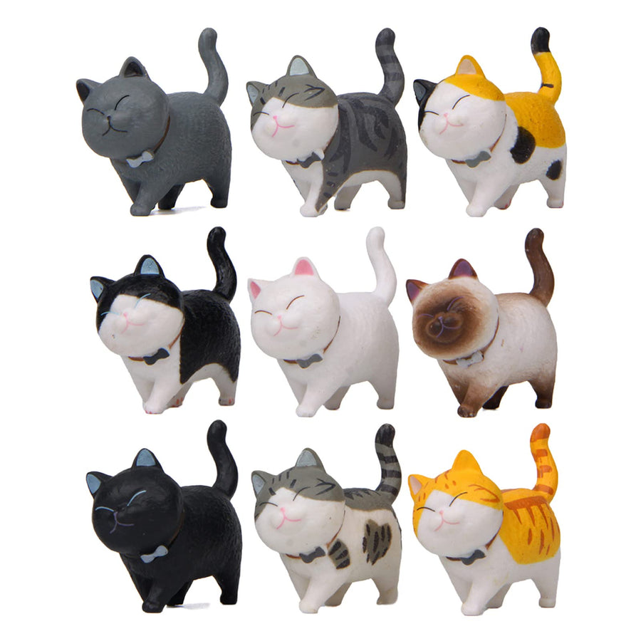 Halloluck 9 Pcs Cute Miniature Cat Figure Animal Cat Ch