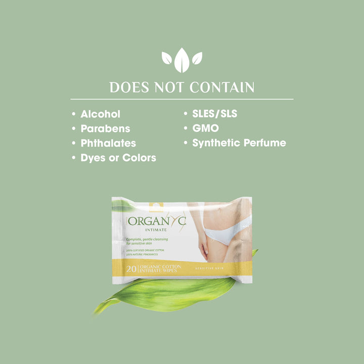 Organyc 100% Organic Cotton Intimate Wet Wipes, 20 Coun