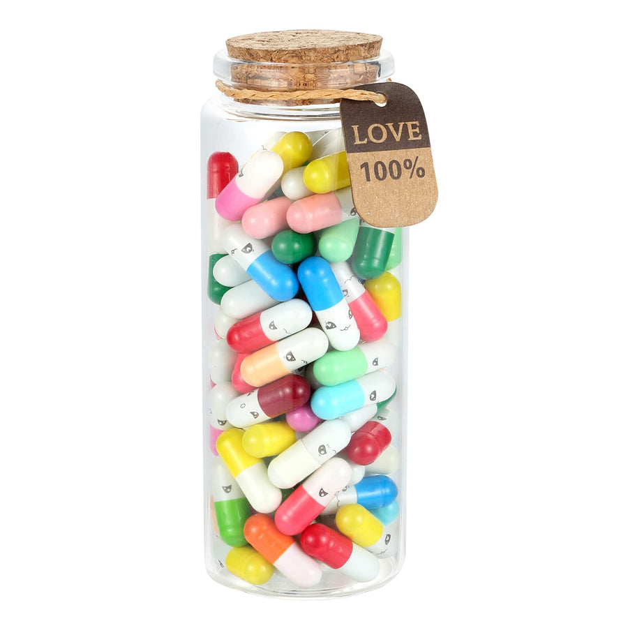 101PCS Cute Capsule Message Love Letters Plastic Capsule Love Letters in Wish Bottle,Lover Gift for Anniversary,Valentines,and Long Distance Relationships-Mixed Color
