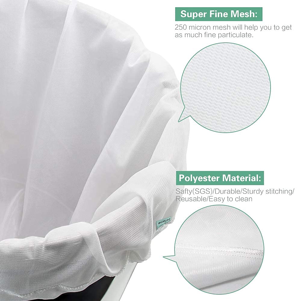 Brew Bags Extra Large Reusable 2 Pack 250 Micron Fine Mesh Bag for Fruit Cider Apple Grape Wine Press Drawstring Straining Brew in a Bag (2 pack-22×26)