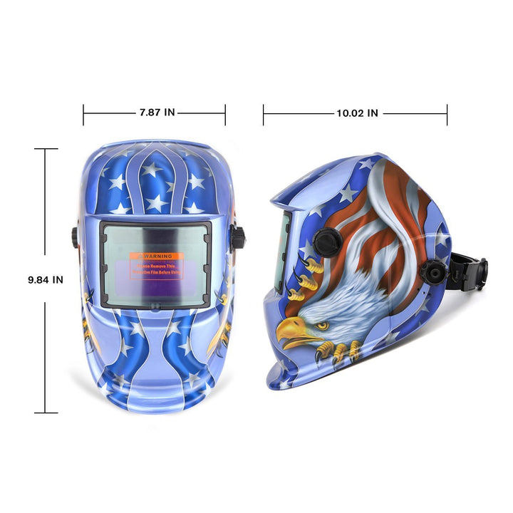 Welding Helmet - Solar Power Auto Darkening Welding Helmet - Adjustable Shade Range 4/9-13 for Mig Tig - Arc Welder Mask (Blue Eagle)