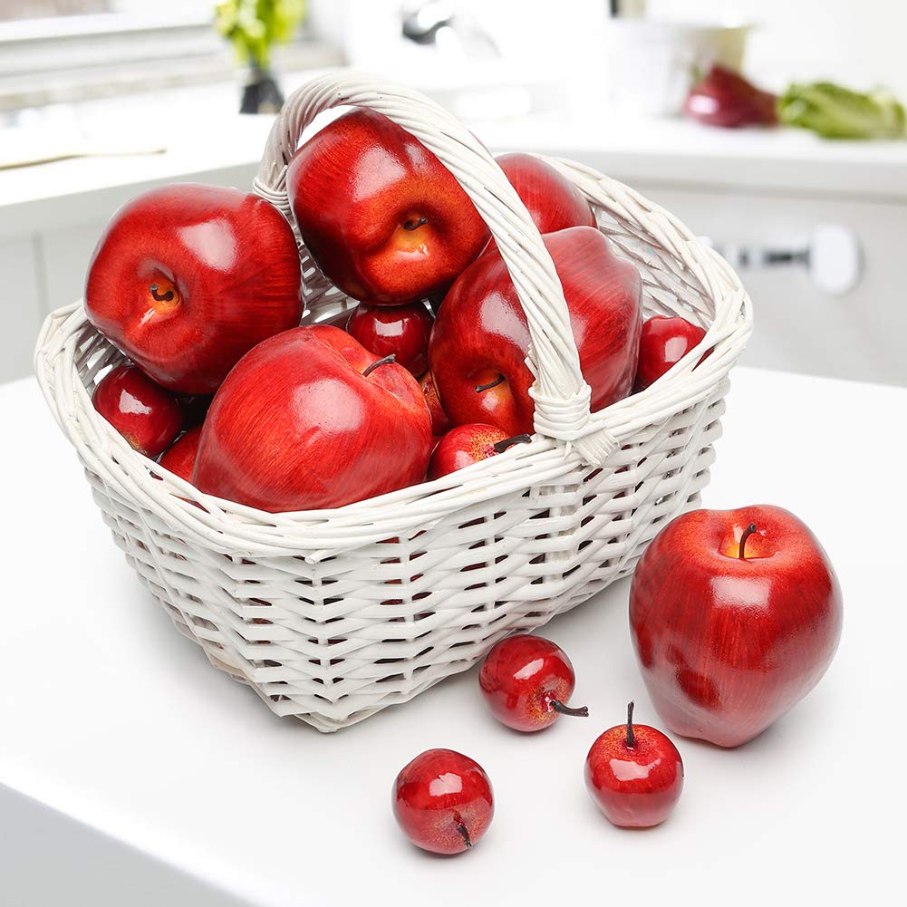 Artificial Apples, 30PCS Fake Fruits Red Apples Dark Red Apple Lifelike Simulation for Home House Kitchen Table Basket Photography Party Decoration
