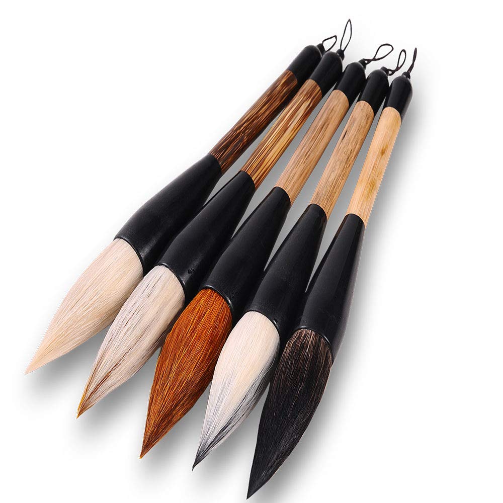 Chinese Traditional Calligraphy Brush/Chinese Calligraphy Watercolor Drawing Brush-Large brush (5-Pack)