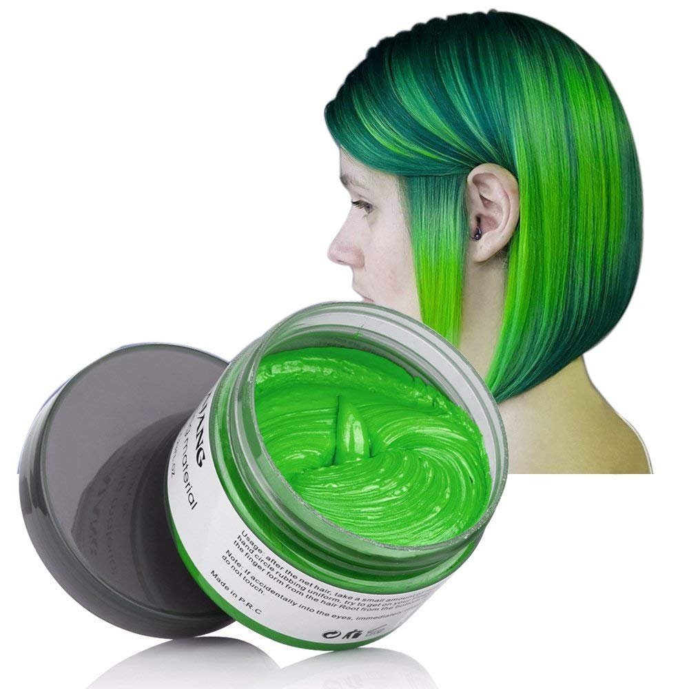 Unisex Hair Wax Color Dye Styling Cream Mud, Natural Hairstyle Pomade, Washable Temporary,Party Cosplay (Green)
