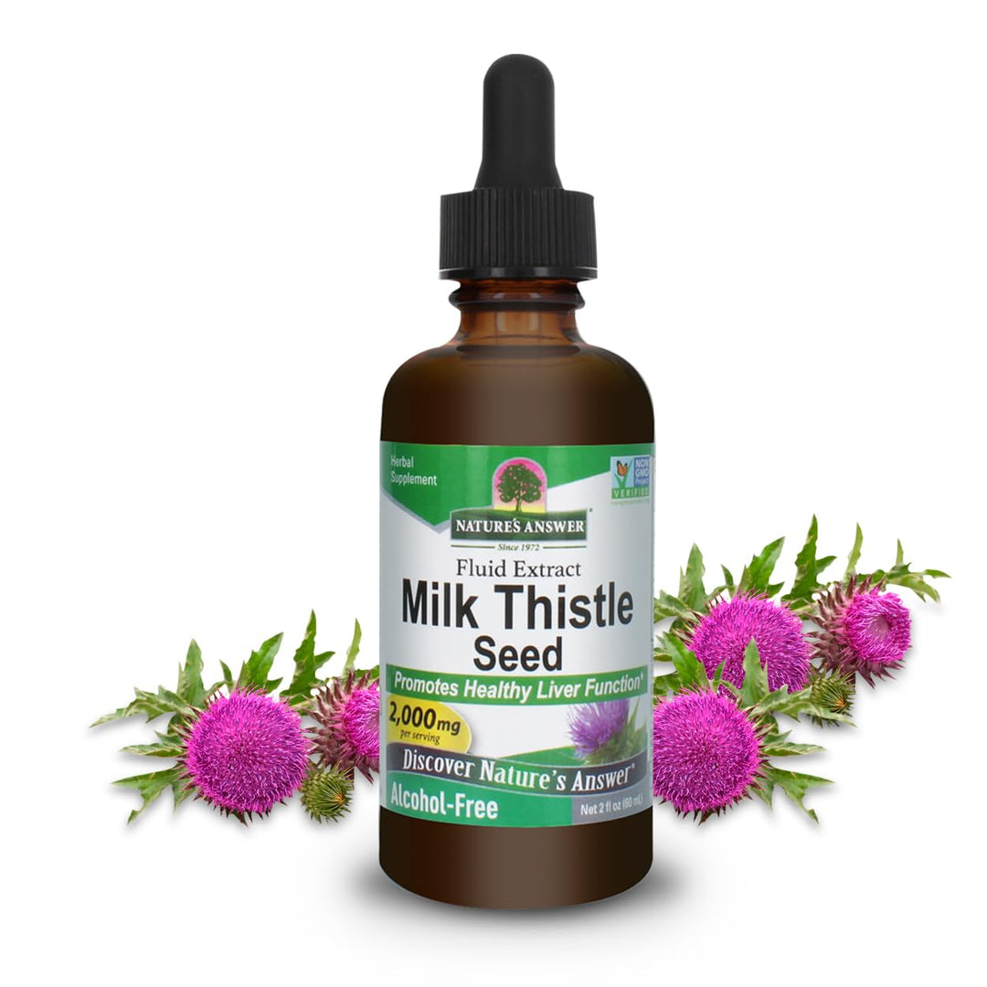 Nature&#39;s Answer Milk Thistle 2 Ounce Extract - Alcohol Free, Non GMO, Liver Support Supplement for Everyone - Liver Detox, Made in USA