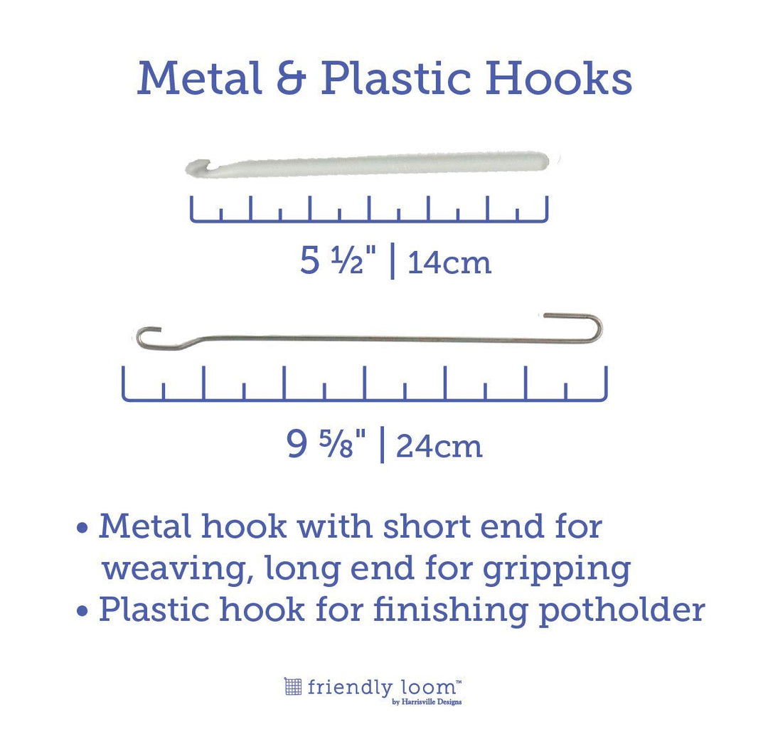 Friendly Loom 7 Potholder Kit Green Metal Loom and Bright Rainbow Color Cotton Loops, Makes 2 Potholders, MADE IN THE USA .