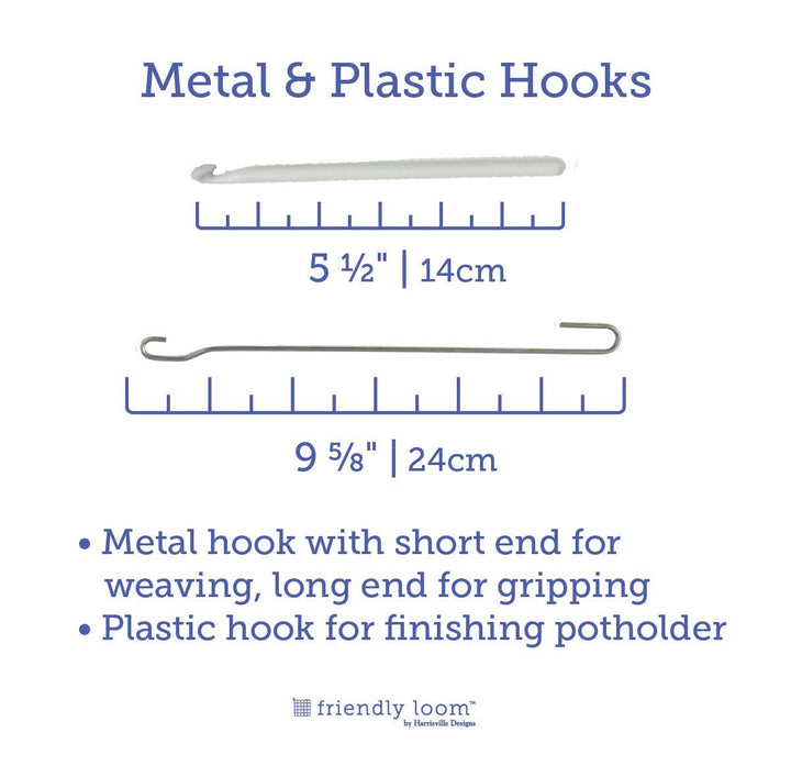 Friendly Loom 7 Potholder Kit Green Metal Loom and Bright Rainbow Color Cotton Loops, Makes 2 Potholders, MADE IN THE USA .