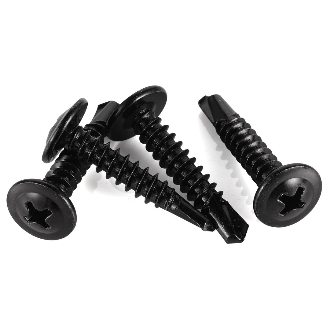 #8 x 3/4 Phillips Truss Head Self-Drilling Tek Screw, 100 PCS Self Tapping Screws Sheet Metal Screws, Black Oxide Stainless Steel