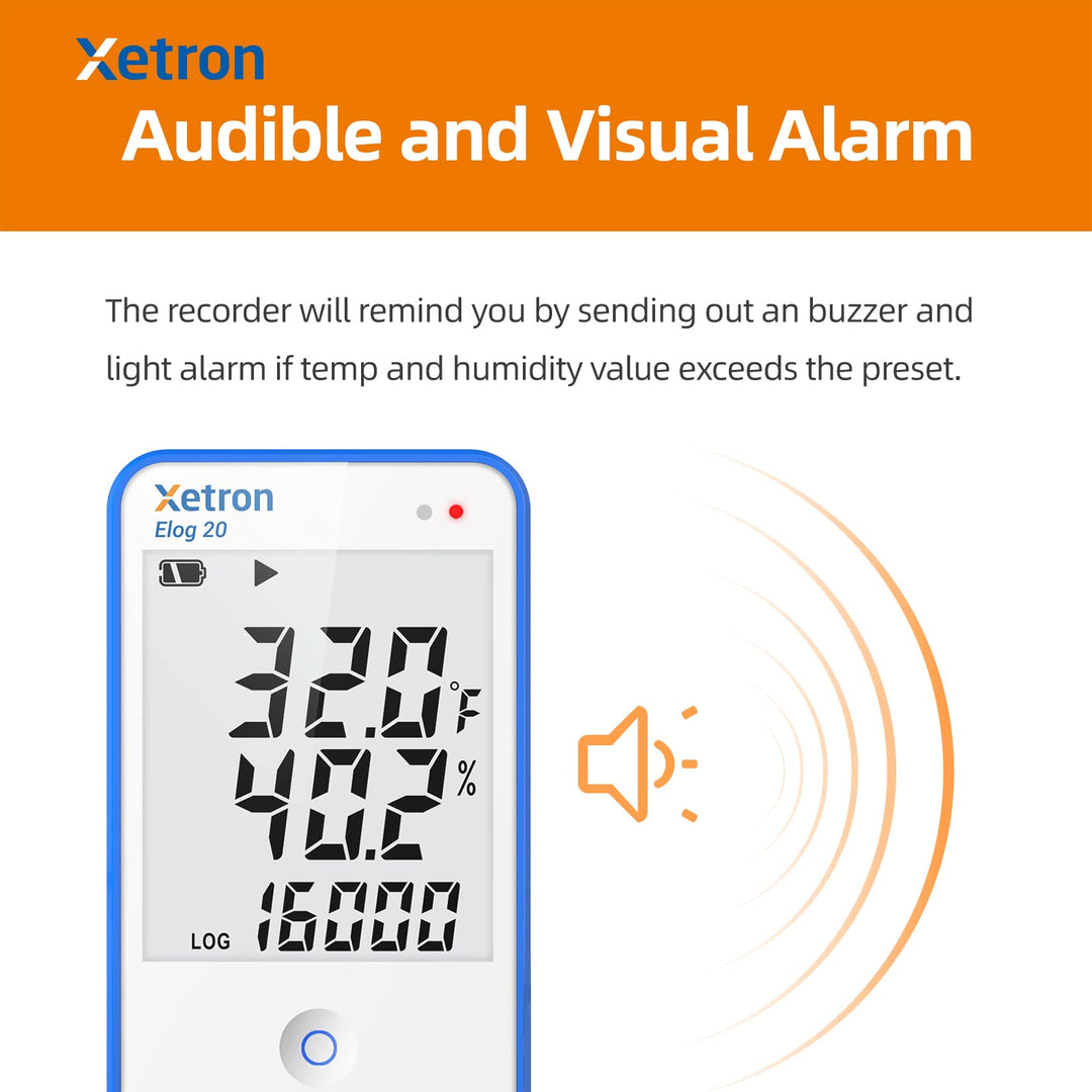 Elog20 Temperature Humidity Data Logger, Waterproof Temperature Recorder with Detachable Buffered Probe, Fridge Temperature Logger up to 16000 Points,PDF Report,This Year&#39;s Latest Production