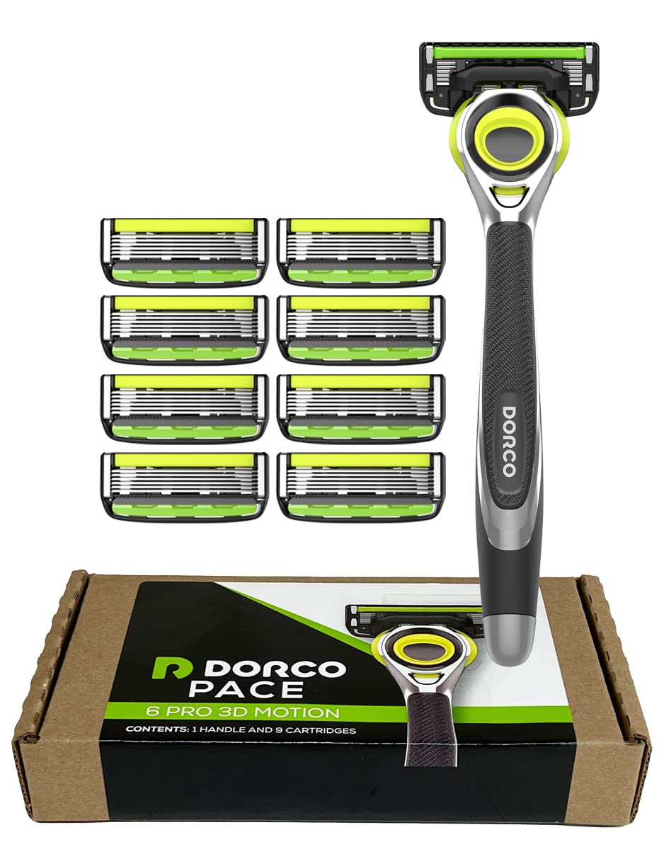 Dorco Pace 6 Pro 3D Motion Razor System - 1 Handle + 9 