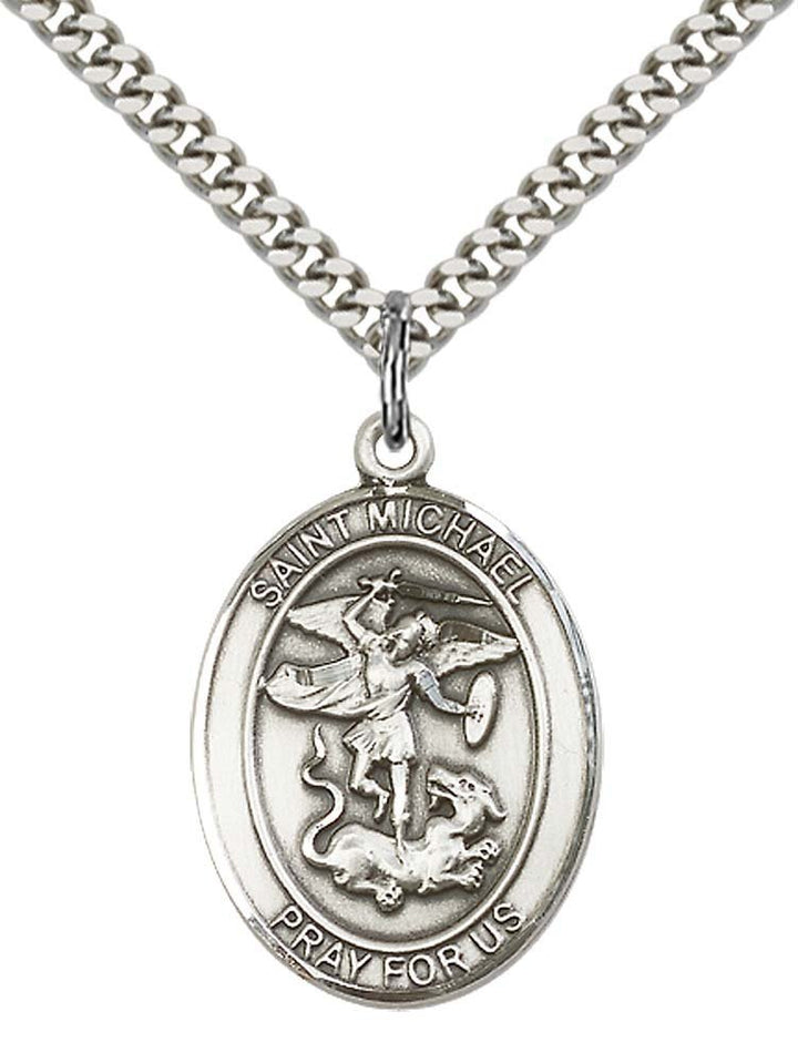 Sterling Silver St. Michael the Archangel Pendant with 