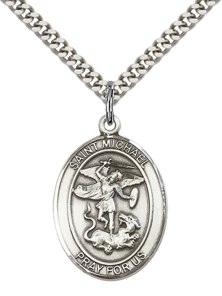 Sterling Silver St. Michael the Archangel Pendant with 