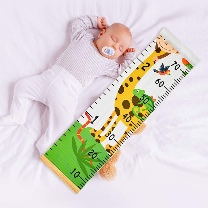 Beinou Baby Growth Chart for Wall Height Chart for Kids Wood Frame Measure Ruler 7.9in x 79in Canvas Hanging Height Measurement for Wall Decor