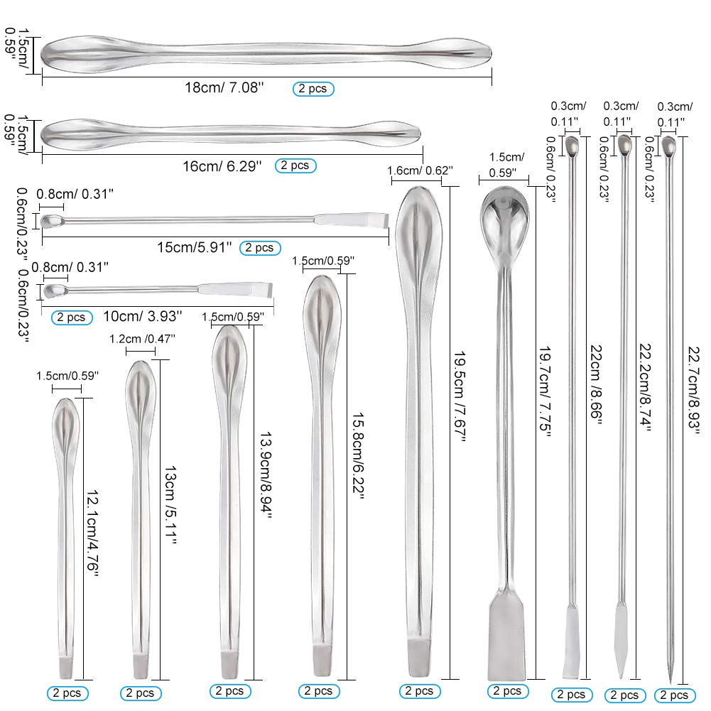 OLYCRAFT 26PCS Stainless Steel Lab Measuring Spatula Se