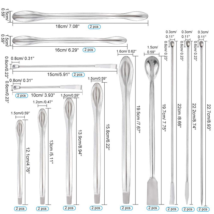 OLYCRAFT 26PCS Stainless Steel Lab Measuring Spatula Se