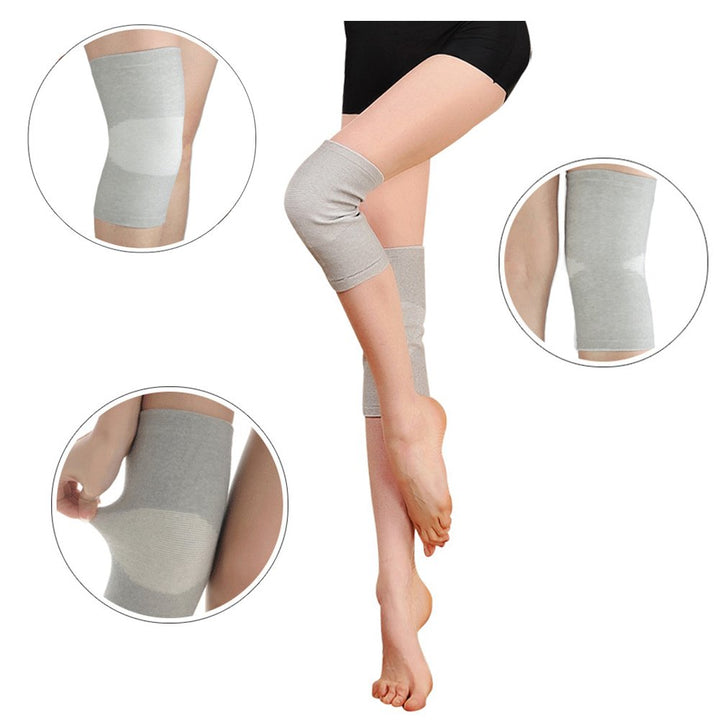 JUMISEE (One Pair) Cotton Knee Sleeves for Knee Support, Circulation Improvement & Pain Relief,Sport Compression for Running, Pain Management, Arthritis Pain Women Men (Gray, Large)