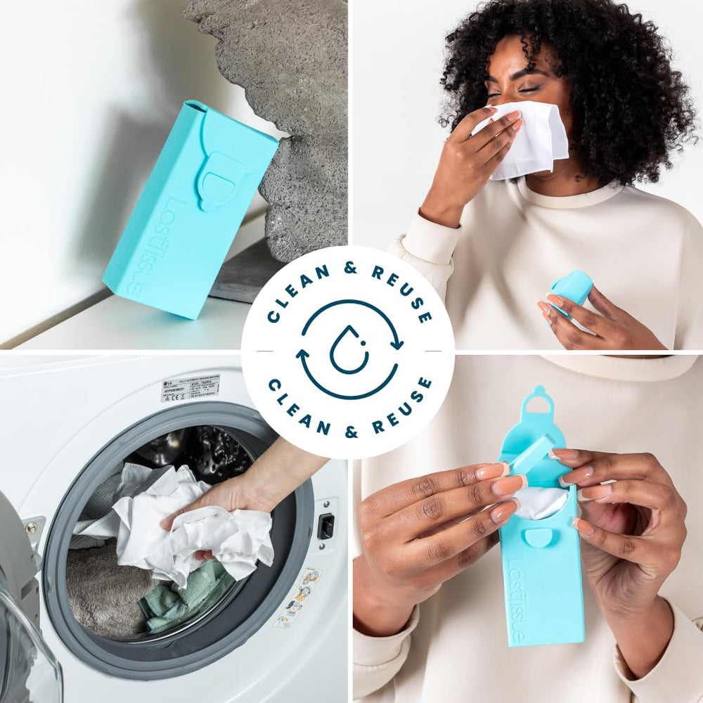 ® Reusable Cotton Tissue Pack – Sustainable, Durable, Eco-Conscious, Portable & Washable Facial Tissues for Men and Women with Travel Handkerchief Storage Case