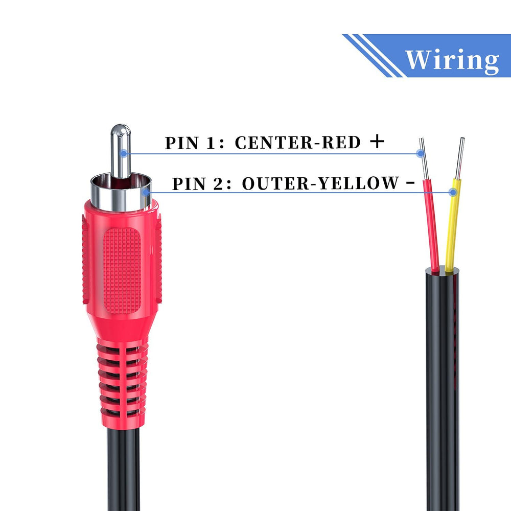 RCA to Speaker Wire, 18AWG 2 Pack 6ft RCA Male Plug Ada