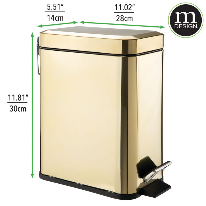 mDesign Small Modern 1.3 Gallon Rectangle Metal Lidded 