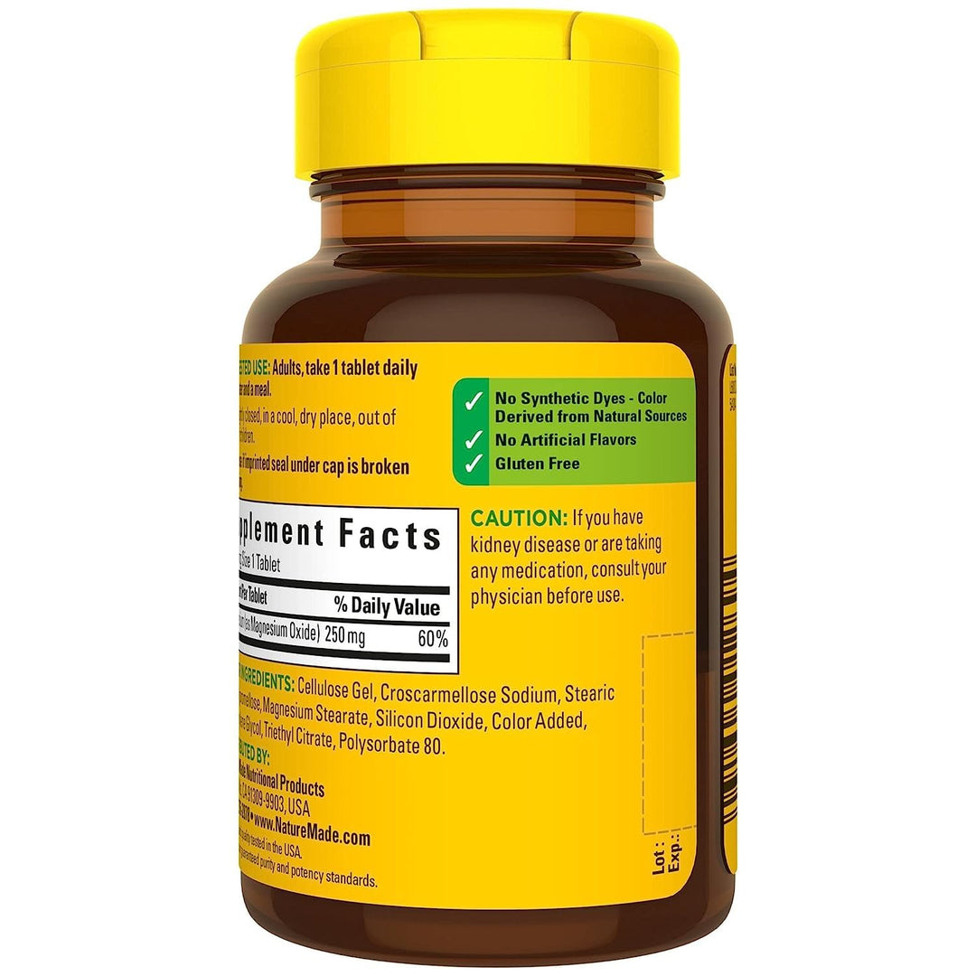 NATURE MADE Magnesium, 250 mg, Tablets, 100 ct