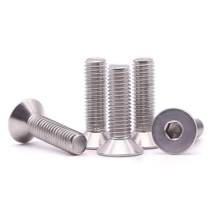 #8-32 x 1/2 inch Flat Head Socket Cap Screws 50 PCS, Countersunk Head, Allen Hex Drive, 304 Stainless Steel 18-8, Full Machine Thread, Bright Finish