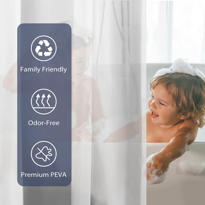 Clear Shower Curtain Liner with Magnets, Plastic Shower Liner Waterproof, 72x72 Lightweight Shower Curtains for Bathroom(4G Clear, 1PC)