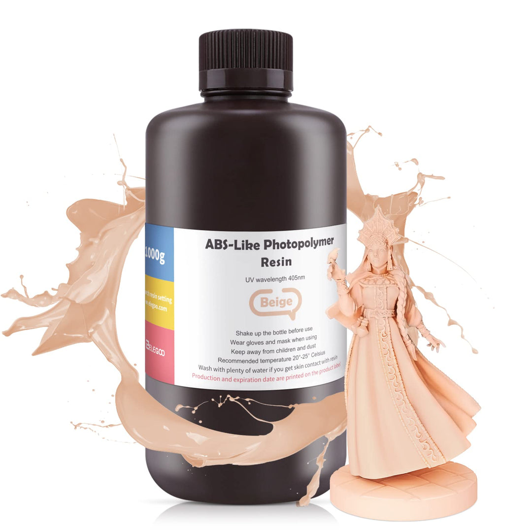 ELEGOO ABS-Like Resin Rapid UV Curing 405nm Standard Photopolymer Resin ABS 3D Resin High Precision Non Brittle Non Toxic for LCD 3D Printer Translucent 1000G
