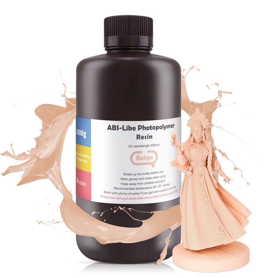 ELEGOO ABS-Like Resin Rapid UV Curing 405nm Standard Photopolymer Resin ABS 3D Resin High Precision Non Brittle Non Toxic for LCD 3D Printer Translucent 1000G