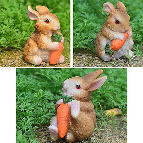 Miniature Bunnies 3 Pcs Fairy Garden Rabbit Figurines Easter Bunnies Statue Micro Landscape Decoration Plant Flower Pots Ornaments