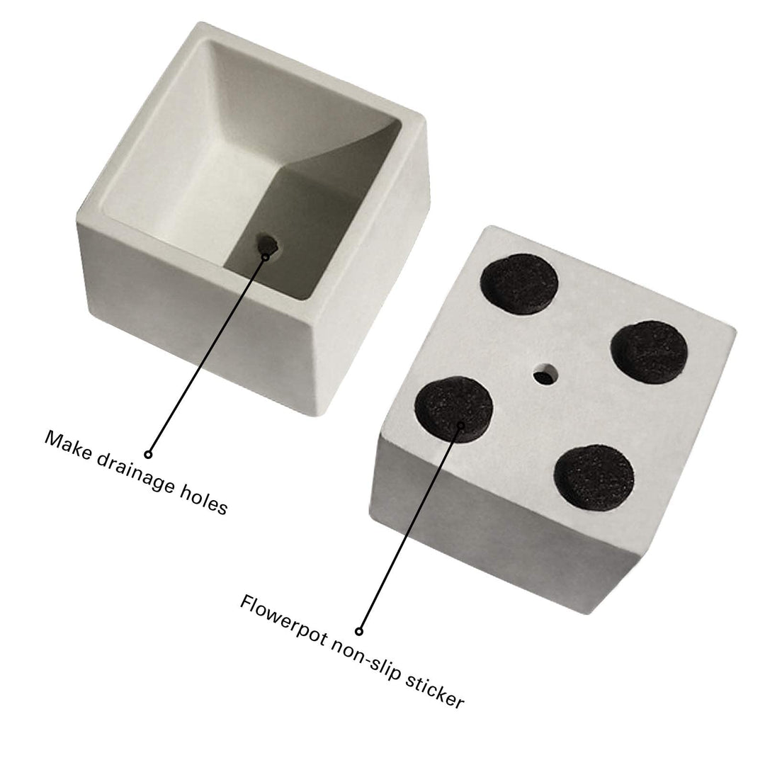 Silicone Molds for Concrete Flower Pots, Mini Concrete Silicone Mold for Plants, Square and Round Shape,2 Pack