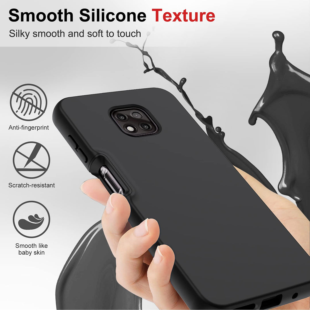 for Moto G Power 2021 Case, Motorola G Power Case with [2 x Tempered Glass Screen Protector] for Women Men, Full-Body Shockproof Soft Silicone Protective Phone Case for Moto G Power, Black
