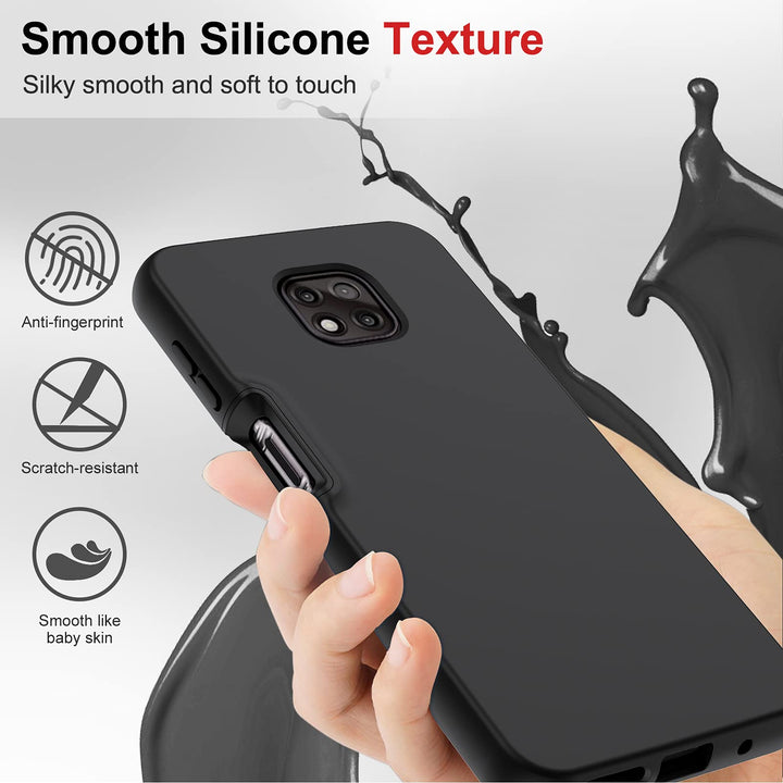 for Moto G Power 2021 Case, Motorola G Power Case with [2 x Tempered Glass Screen Protector] for Women Men, Full-Body Shockproof Soft Silicone Protective Phone Case for Moto G Power, Black