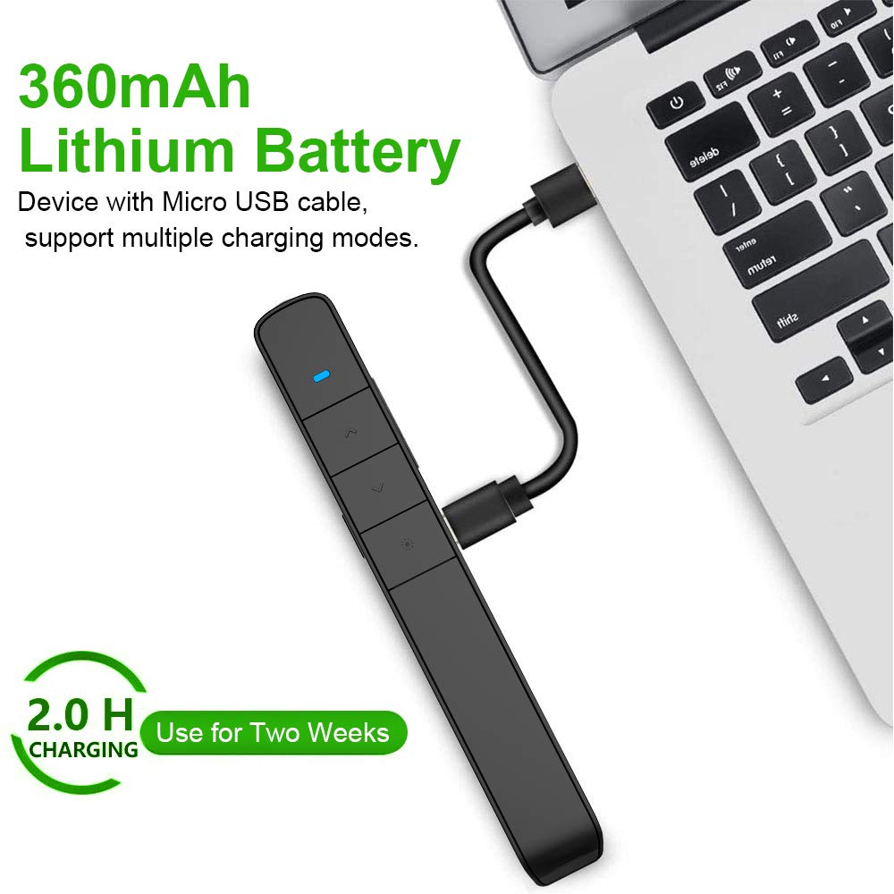 Norwii Presentation Clicker Green Light Pointer USB Rec