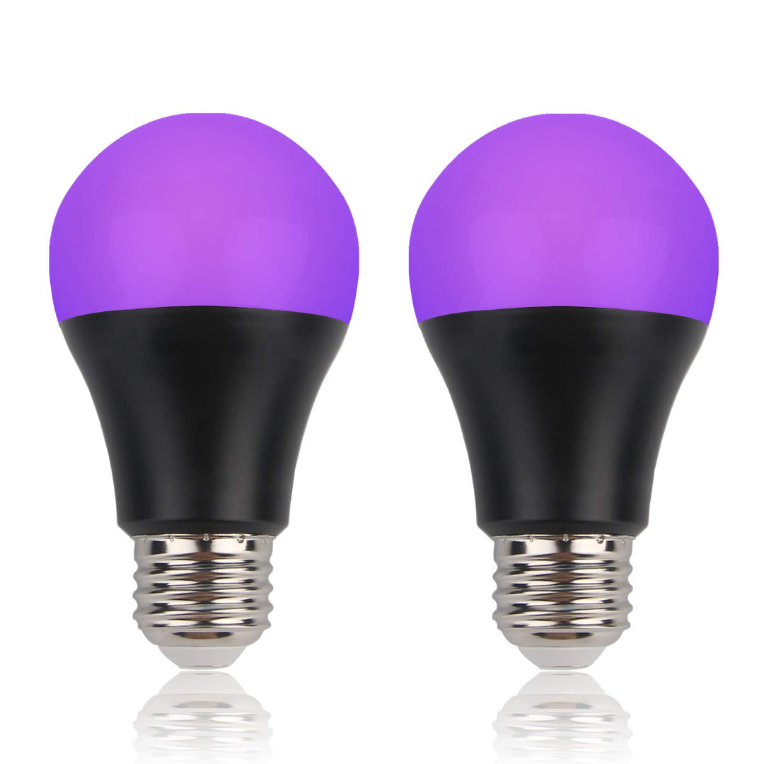 Uv Led Black Light Bulb 2 Pack, 8W (60W Equivalent) A19 E26 Blacklight Bulb Uva Level 385-400Nm, Glow In Dark For Body Paint Club Party Neon Posters