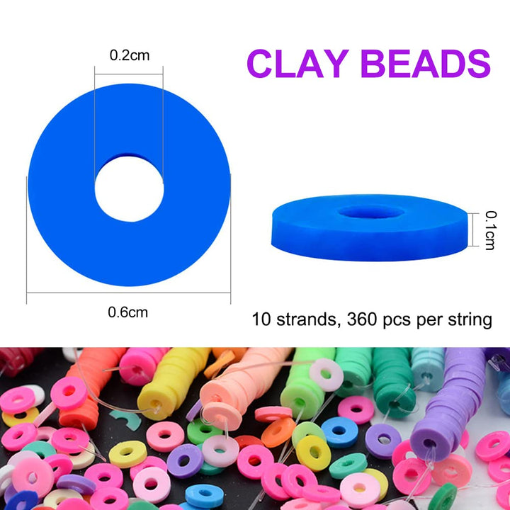 3600 PCS 10 Strands Clay Beads Polymer Clay Beads for Jewelry Making, Vinyl Heishi Beads 6mm for Surfer Bracelets Necklace Making (Purple)