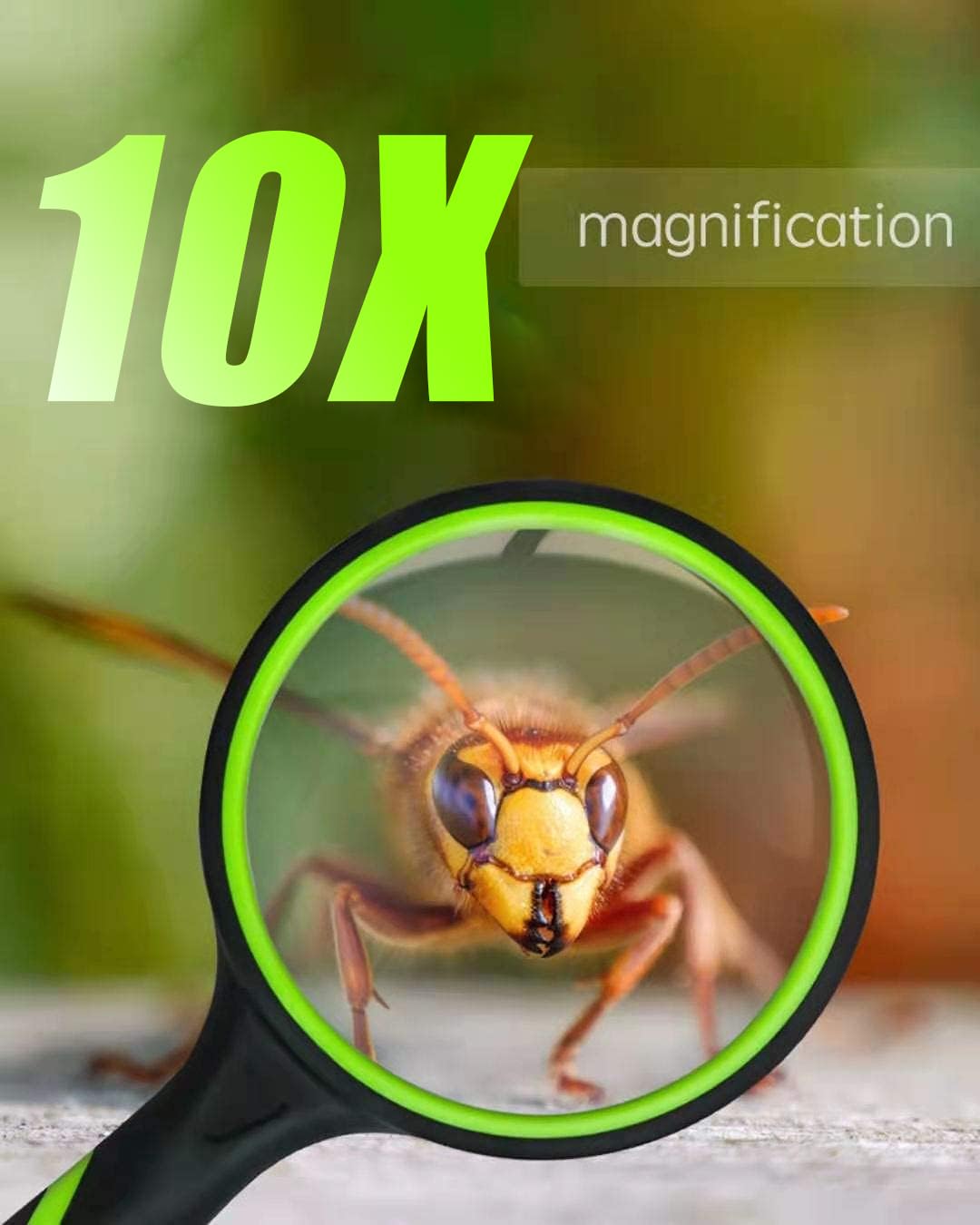 Wapodeai Shatterproof Magnifying Glass 4X Handheld Read