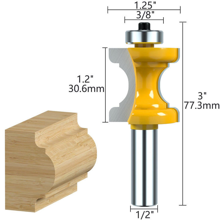 1/2 Inch Shank Architectural Molding Router Bit Set Crown Molding Router Bit Bullnose Bead Column Face Molding Router Bit for Woodworking Tools