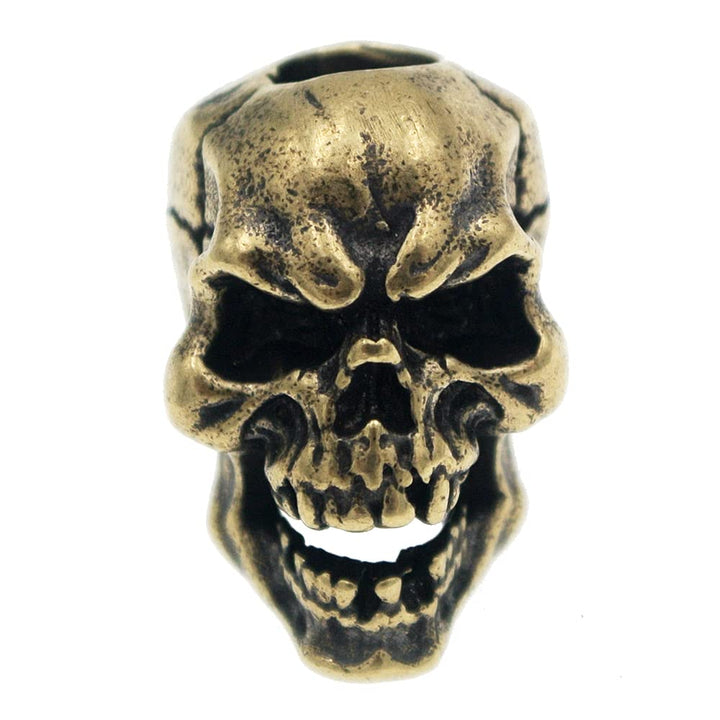 Antique Skull Brass Lanyard Bead DIY Knife Paracord Parachute Cord Beads Copper Keychain Handcrafted Charms (Gold)