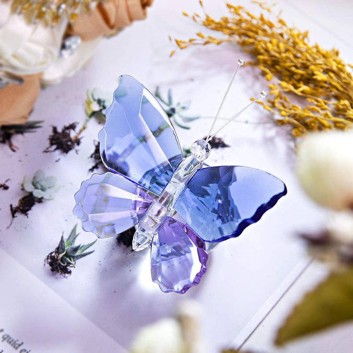 H&amp;D HYALINE &amp; DORA Crystal Cut Butterfly Animal Ornament Decoration for Office Table Home Bedroom
