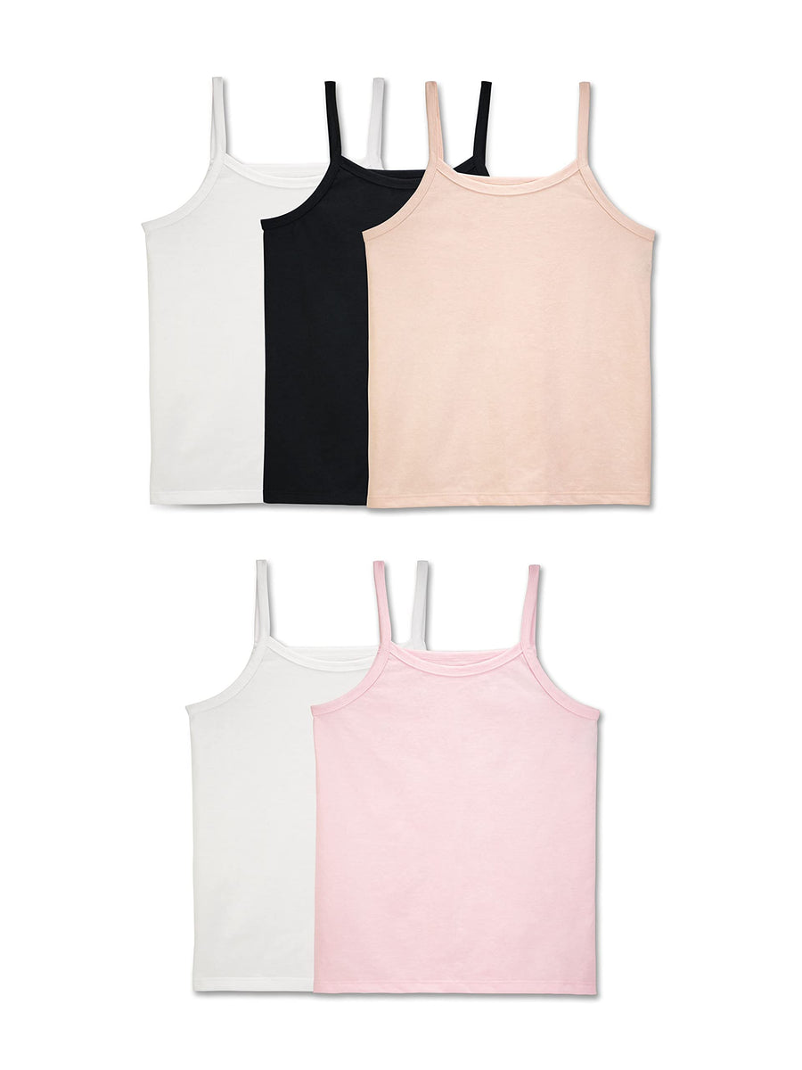 Girls' Big Undershirts Tanks, Cami-5 Pack-Assorted, X-Large