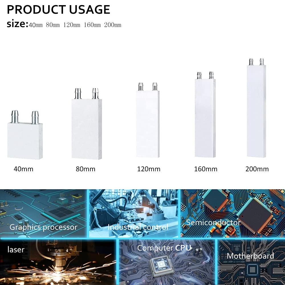 Aluminum Water Cooling Block,Liquid Cold Water Plate Heat Sink Water-Cooled Exchanger Head semiconductor Refrigeration Sheet CPU Graphics Radiator Heatsink Endothermic Head (40 x 40 x 12mm)2pcs