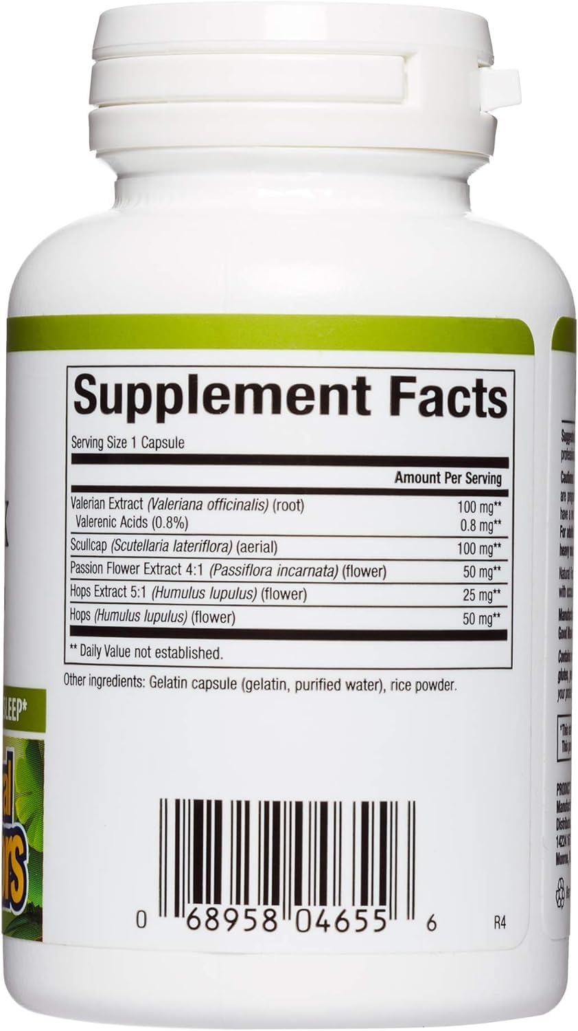 Herbal Factors Sleep Relax Formula by Natural Factors, Natural Sleep Aid with Valerian Root, Passion Flower and Skullcap, Non-GMO, 90 capsules (90 servings)