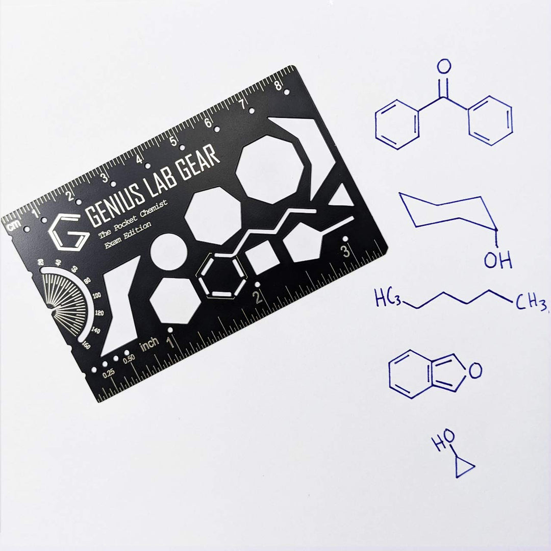 Pocket Chemist Exam Edition: Organic Chemistry Stencil Drawing Template - Chemists, Chemical Engineers, Biochemist Small Metal Ruler - Draw Molecule Shapes - Orgo Tests, Cool Multitool