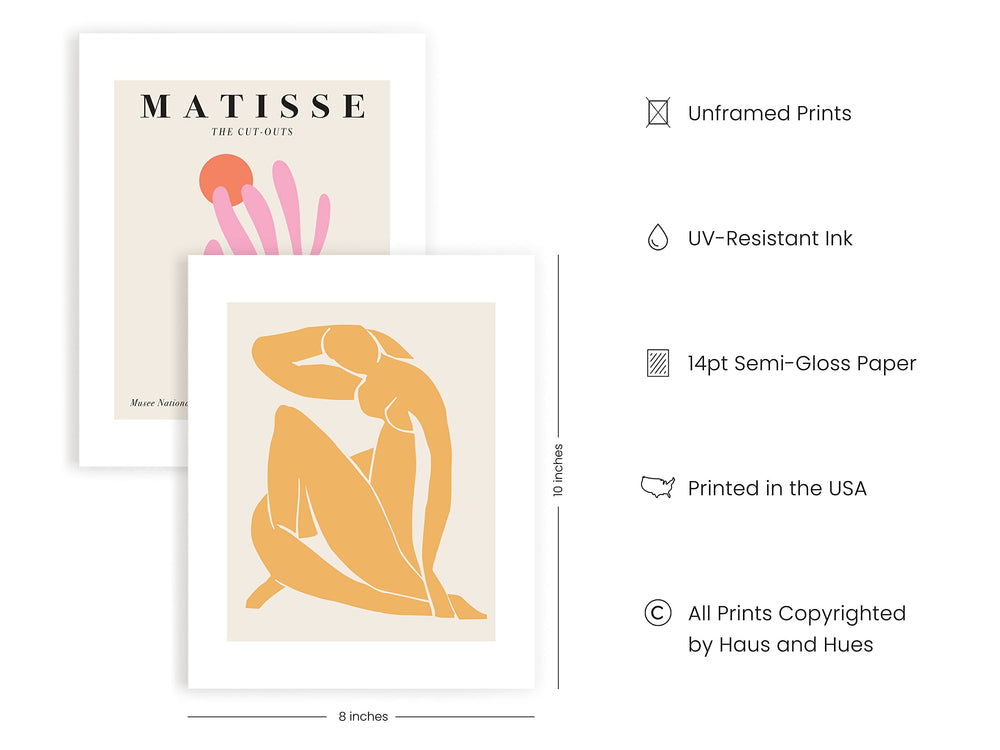 Matisse Poster Pack, Matisse Wall Art, Matisse Poster Set, Poster Sets for Room Aesthetic, Minimalist Wall Prints, Danish Pastel Room Decor Aesthetic, Matisse Poster (Unframed, 8x10)