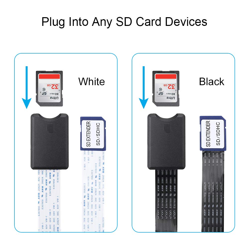 SD to SD Card Extension Cable SD Extender Adapter Flexible Memory Card SDHC of 4/8/16/32/64GB Compatible with SanDisk SDXC,Kindle,3D Printer,Raspberry Pi,Arduino GPS,TV SDHC(SD to SD)