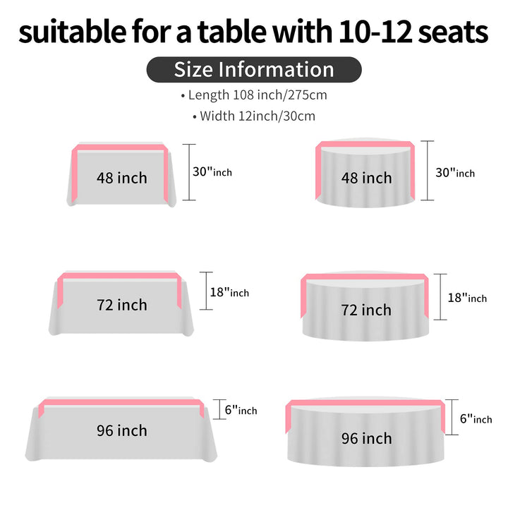 yourose 1 Pack Satin Table Runners 12 x 108 inch for We