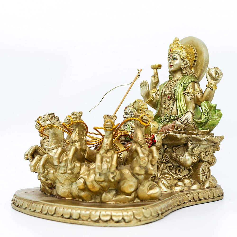 Hindu God Lord Surya-Sun Sculpture - India Religiou Gifts Handicraft God Suryadev Figurine Hinduism Murti Home Mandir Temple Altar Pooja Item Diwali Wedding Birthday Gifts for Indian People
